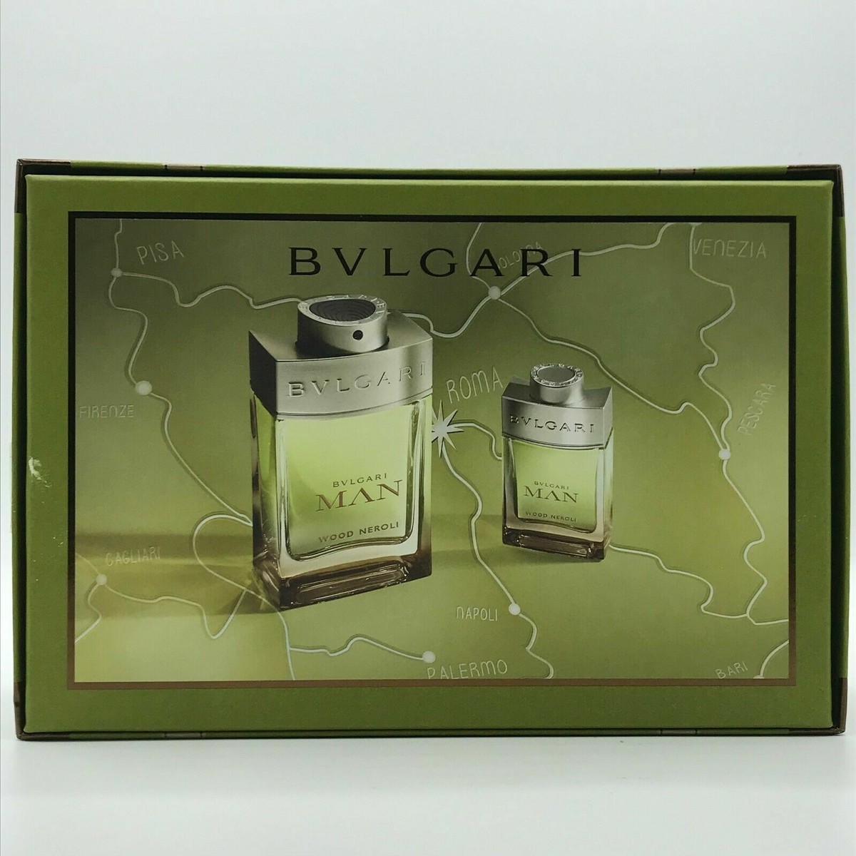 Bvlgari Man Wood Neroli 2pc Set Parfum Spray 3.4 oz and 0.5 oz New