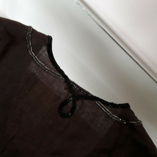 Camicia casacca MALIPARMI tg.42 marrone di lino con perline(NUOVO) - Foto 5 di 6
