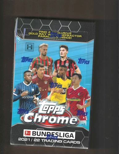 2021/22 Topps Chrome Bundesliga Factory Sealed Hobby Lite Box, 4 Gold Ray Wave/