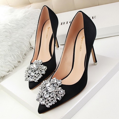 Scarpe da sposa decolte donna verdi raso punta strass tacco nuove - Foto 10 di 59