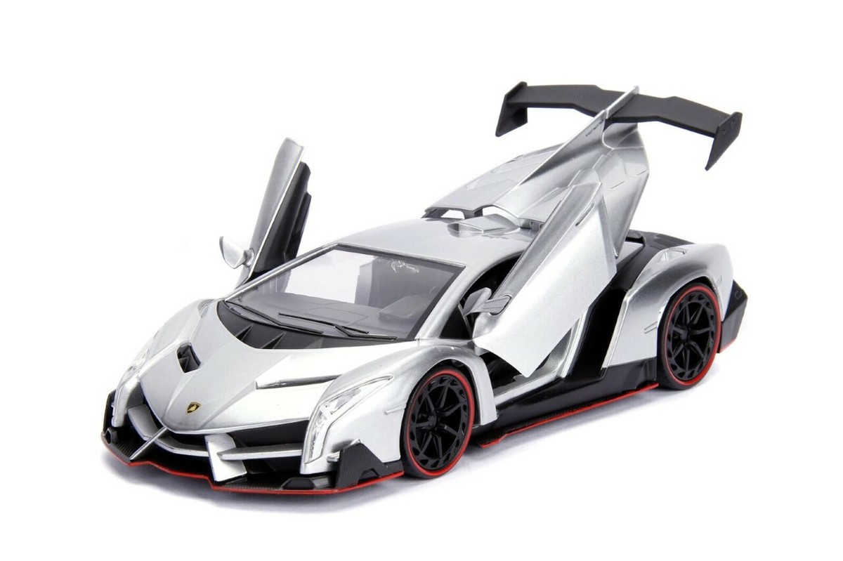 JADA HYPER SPEC LAMBORGHINI VENENO CANDY SILVER 1:24 DIECAST JADA HYPER SPEC LAMBORGHINI VENENO CANDY SILVER 1:24 DIECAST