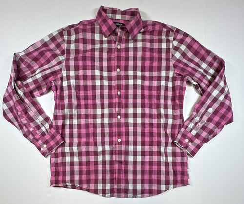 Claiborne Button Up Hemd Herren Large mehrfarbig kariert 100% Baumwolle