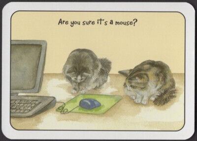Spielkarten 1 einzelne breite Karte ZWEI KATZEN + COMPUTER Sind Sie sicher, dass es eine Maus ist? ''
