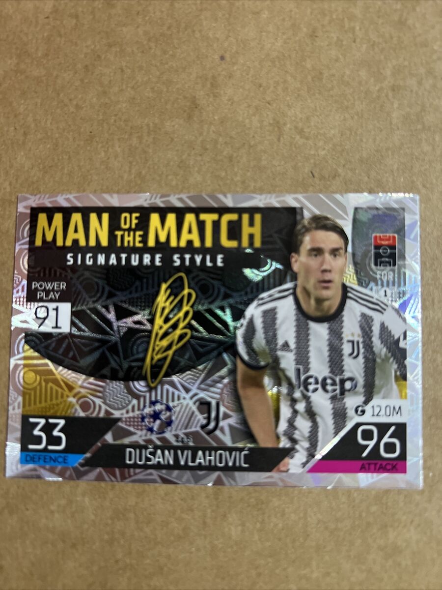 Dušan Vlahović match attax 22/23 Man Of The Match Signature Dušan Vlahović match attax 22/23 Man Of The Match Signature