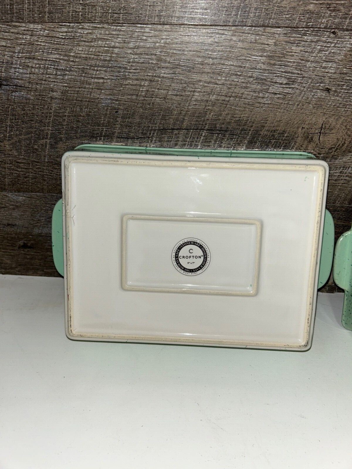 2 Mid Century Crofton Ceramic Rectangular Baking Dishes Green with