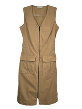Anatomie Kourt Sleeveless Utility Dress Zip Front V-Neck Size XS Khaki  Travel