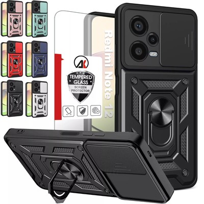 Fr Xiaomi Redmi Note 12 4G Pro Plus 5G Shockproof Ring Case Cover+Tempered Glass