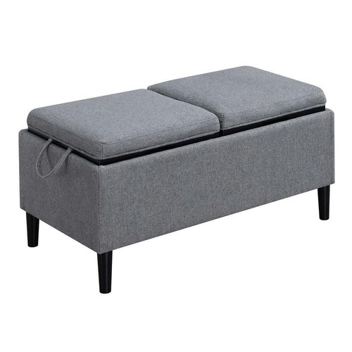 Convenience Concepts Storage Ottoman 16" W, Soft Gray Fabric W/ Reversible Trays - Picture 5 of 5