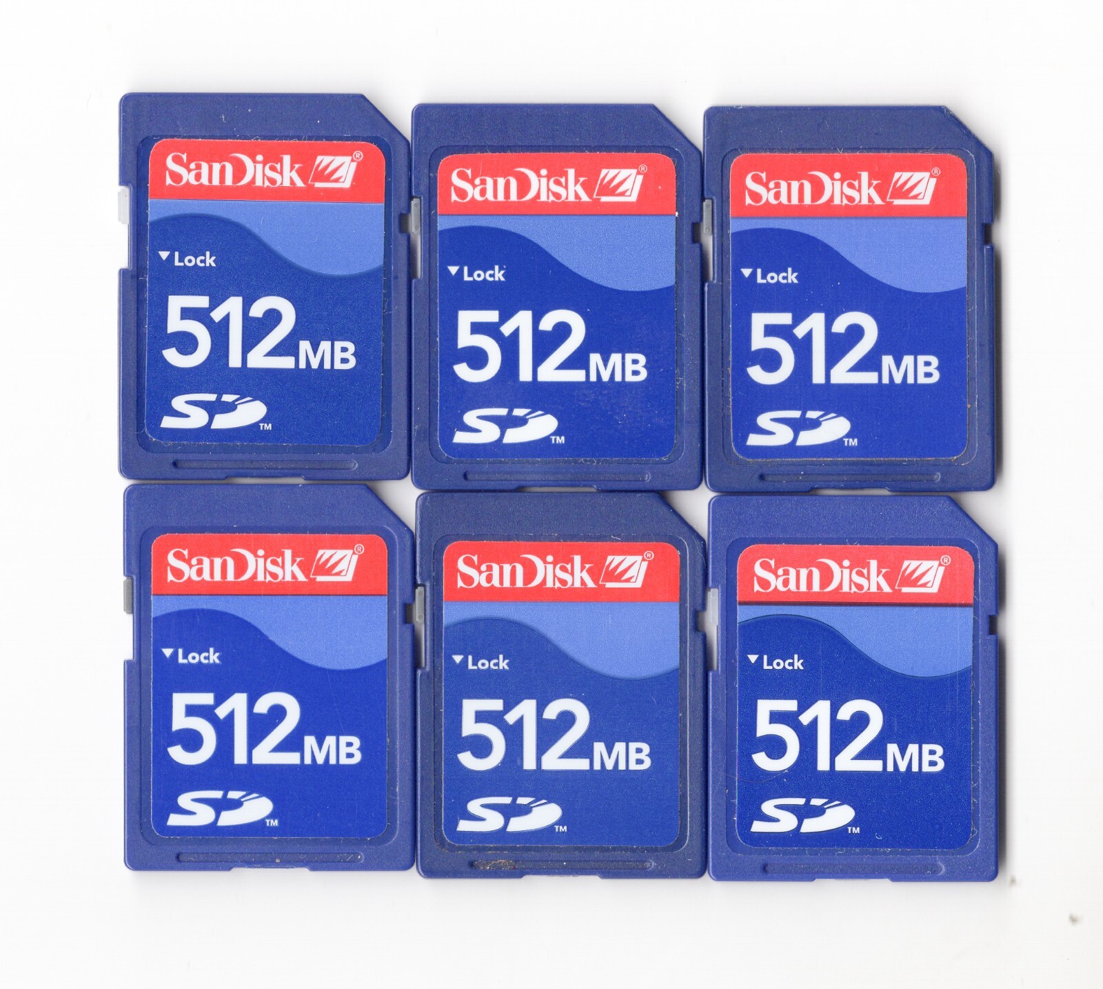(READ DESCRIPTION!!!) Lot Of 6x SanDisk 512MB MEGABYTE SD Camera Memory Cards