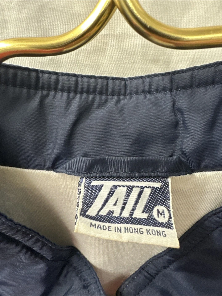 Винтажный 80-х 90-х хвост ветровка куртка для гольфа Sm темно-синий - Изображение 3 из 4