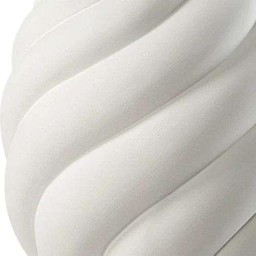 Elegant Twisted Ceramic Swirl Chalk White Table Lamp 32 in Gourd Shape Ribbed - Picture 7 of 7