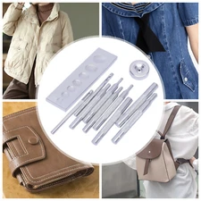 Set of 11 Craft Tool Die Punch Snap Rivet Setter Base Set For DIY Leather Craft