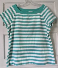 Dress Barn Womens 2X Green/White Short Sleeves Scoop Neck Pullover T Shirt 