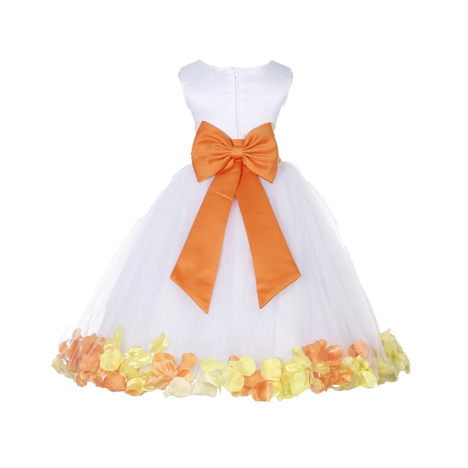 CUSTOMIZE WHITE FLOWER GIRL DRESS ROSE PETAL PARTY PAGEANT 6-9M 2 4 6 8 10 12 14 - Image 3 of 4