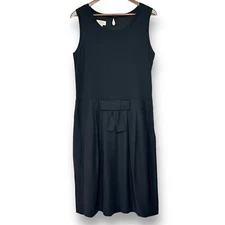 Talbots Dress Size 14 Silk & Knit Fit & Flare LBD Bow Detail Lined Black Vintage