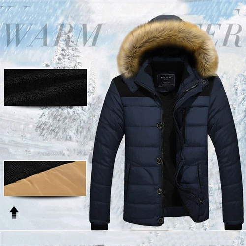 Men's Winter Warm Fur Collar Hooded Long Coat Jacket Parka Outwear Ski Snow Soft - Bild 4 von 22