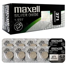 10 x Maxell 371 Silver Oxide batteries 1.55V SR69 SR920W 370 Watches 0% Mercury
