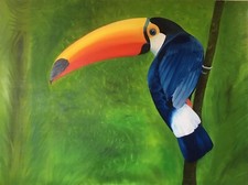Large original oil painting on canvas MY TUCAN by Bozena Koj