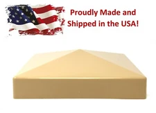 True 6x6 (155mm x 155mm) Plastic Pyramid Vinyl Fence Post Cap Tan 1,2,3,4 pack