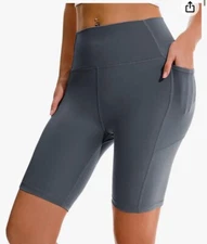 Apexup  Yoga Shorts High Wasted With Pockets Charcoal Size Xs