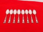 Set of 8 Antique Alvin Sterling Silver Bridal Rose Large Teaspoons Os-2