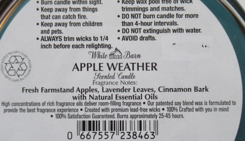 White Barn Bath & Body Works Juego de 2 velas perfumadas de 3 mechas APPLE WEATHER Foto 4 de 4