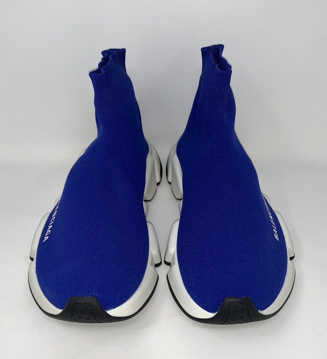 BALENCIAGA Neoprene Knit Womens Speed Sneakers 36 Bleu Saphir New