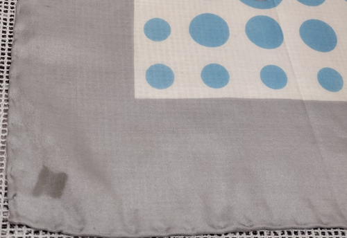 Elsa Schiaparelli Pure Silk Scarf Geometric Mid Century Mod Blue Polka Dots ASIS - Picture 23 of 24