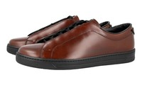 Luxus Prada Avenue Sneaker Schuhe 4E3286 Braun Leder Neu 9 43 43,5