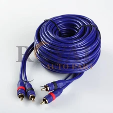25 Foot Blue Audio RCA Cable Male to Male with Amp Turn on/off Wire