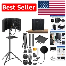 Triple Sound Insulation Microphone Isolation Shield with Adjustable Tripod Stand