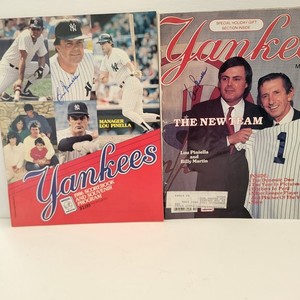 Lot Of 2 Lou Piniella Signed Yankees Magazine - 1986 And 1987