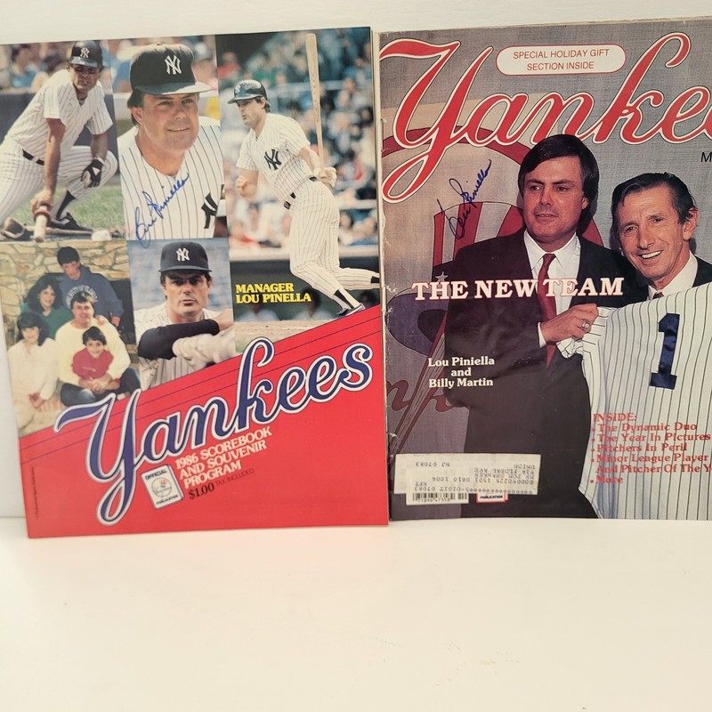 Lot Of 2 Lou Piniella Signed Yankees Magazine - 1986 And 1987