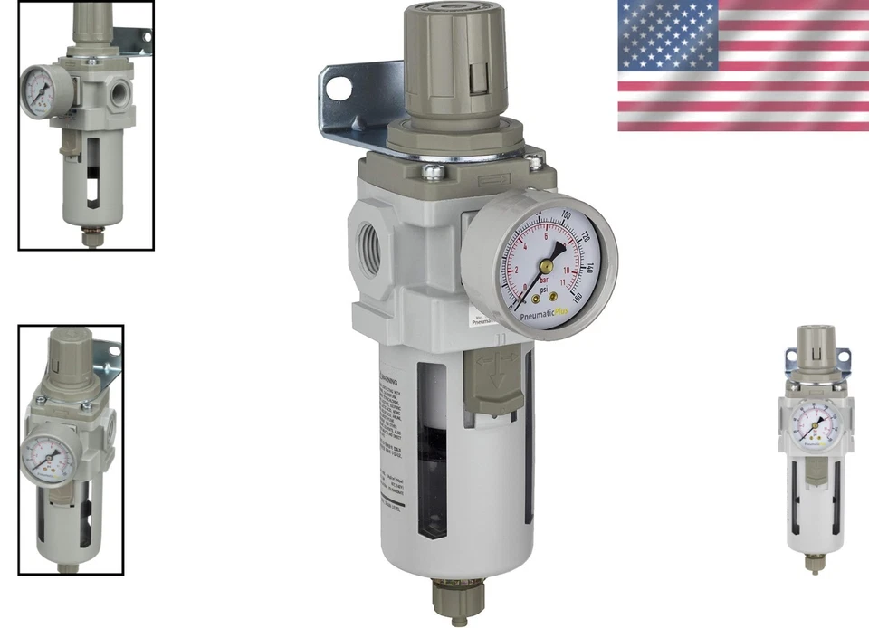 N04BG Air Filter Regulator Combo 1/2" NPT - Manual Drain - Image 2 of 4