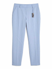 EXPRESS womens dress pants solid blue mid rise flat front slim skinny 6 Tall