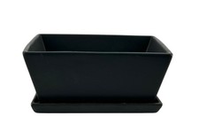 Matte Black Rectangle Bonsai Pot Humidity Drip Tray 7" Planter Small Flower Pot