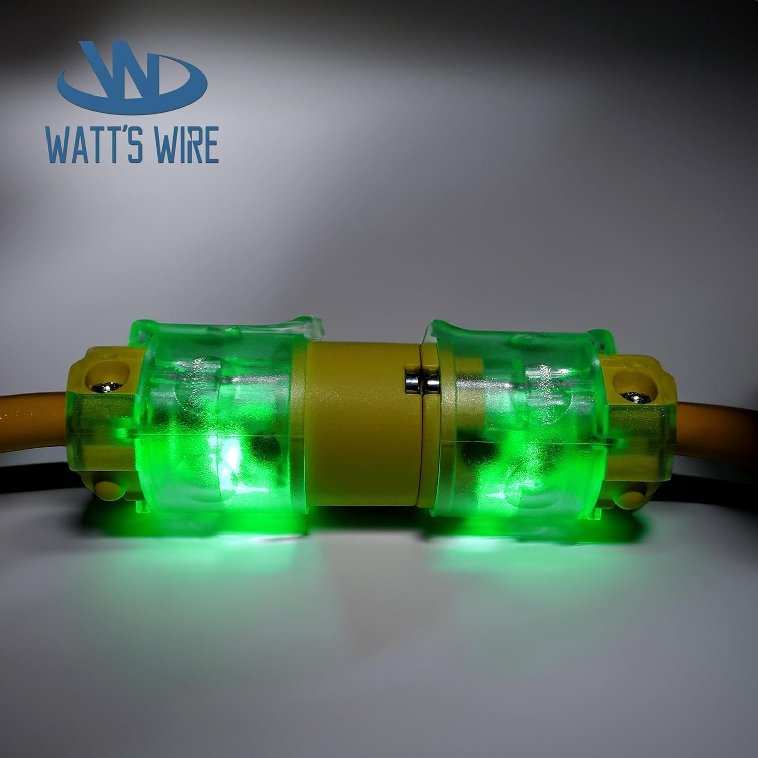 Extension Cord Ends Male and Female 1 Set, 15 Amp 125 Volt NEMA 5-15 Yellow