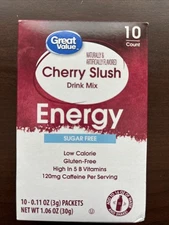 2 Cherry Slush Energy Sugar Free with Caffeine Drink Mix New Singles to Go