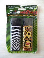 Scripto Wild Prints Quality Textured Grip Lighters/Sealed Package of 2