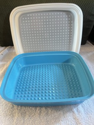 TUPPERWARE LARGE AQUA SEASON SERVE MARINADE MARINATE DISH Marinating STORAGE EUC