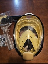Full Face Snorkel Mask for Women and Men, Foldable Anti-Leak Yellow Size L/XL