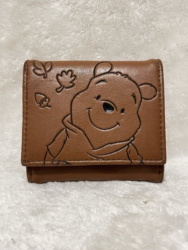 Vintage Disney Winnie Puuh braune Kunstleder Geldbörse Ausweis und Münzen Tasche