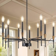 Chandeliers for Dining Room Farmhouse Dining Room Light Fixture 10-Light Blac...