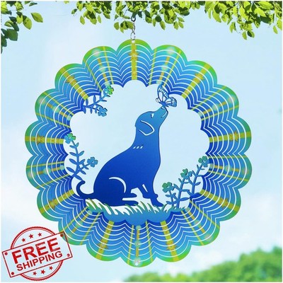 Dog Wind Spinner Labrador 12in 3D Metal Yard Art
