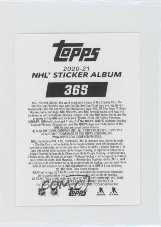 2020-21 Topps NHL Stickers Carter Hart #365 - Image 2 of 2