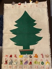 Vintage Advent Calendar Felt Christmas Tree. 22 Handmade Ornaments. Great Cond.