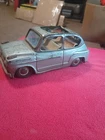 VINTAGE 1960's TIN TOY BANDAI JAPAN FIAT 600 FRICTION CAR. 7" long Read
