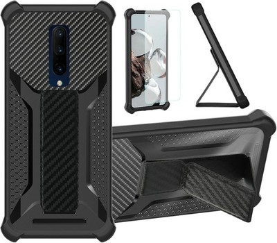For Oneplus 7 Pro Case with Tempered Glass Screen Protector, Hybrid-Black