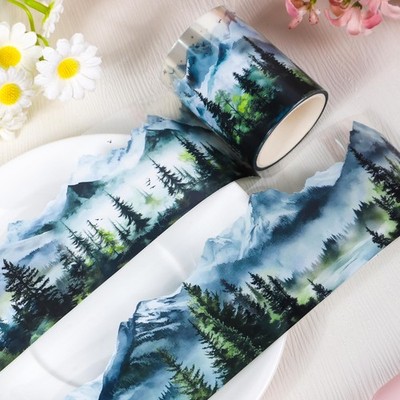 PET Tape for Journal Scrapbooking - Green Forest Junk Journal PET Tape Scrapbook