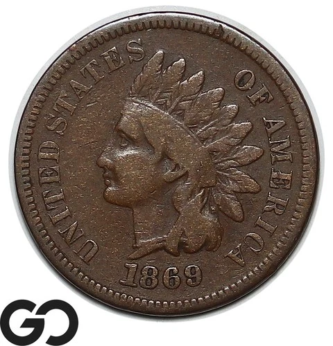 1869 Indian Head Cent Penny, Choice FINE+ Better Date